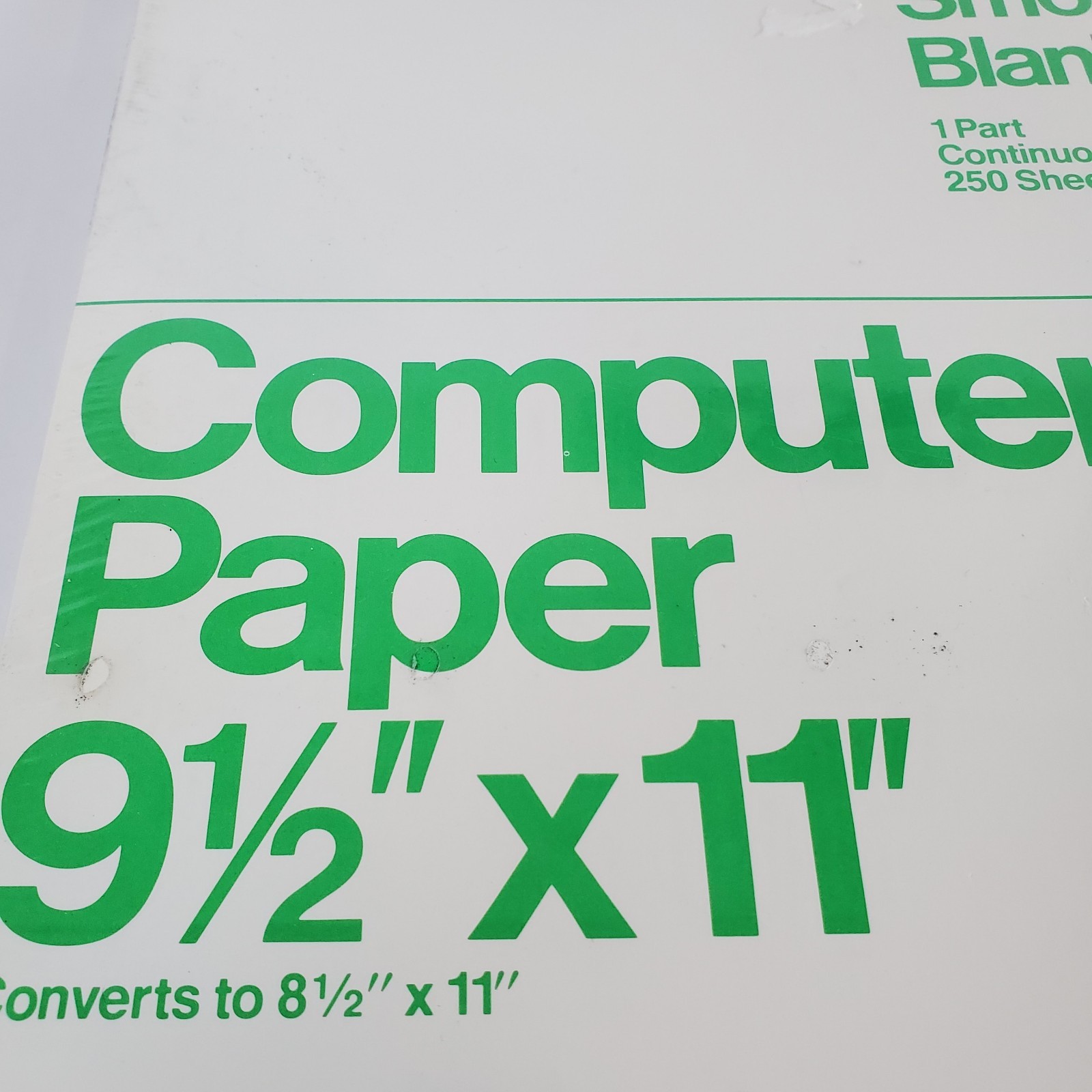 Oxford Computer Paper White VTG 80s 1984 NEW – 9.5″ x 11″ 250 Sheets Continuous