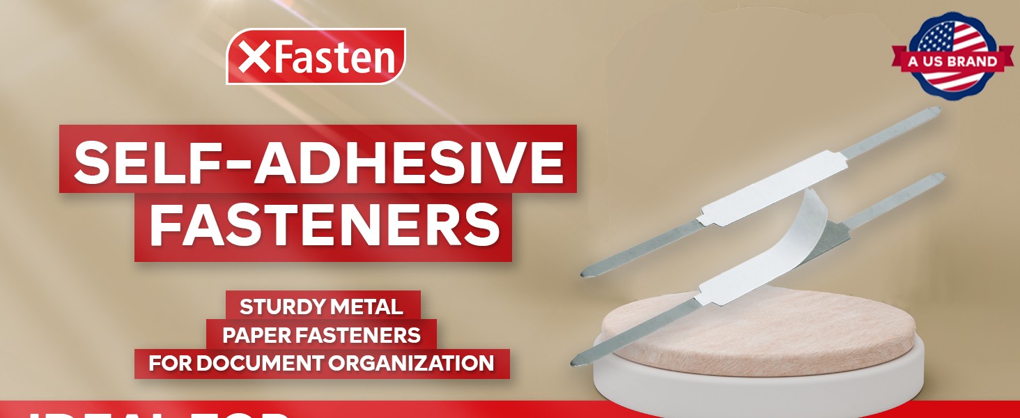 Self Adhesive Fasteners 2 Inch Capacity 200-Pack Archival-Grade Two Prong Paper