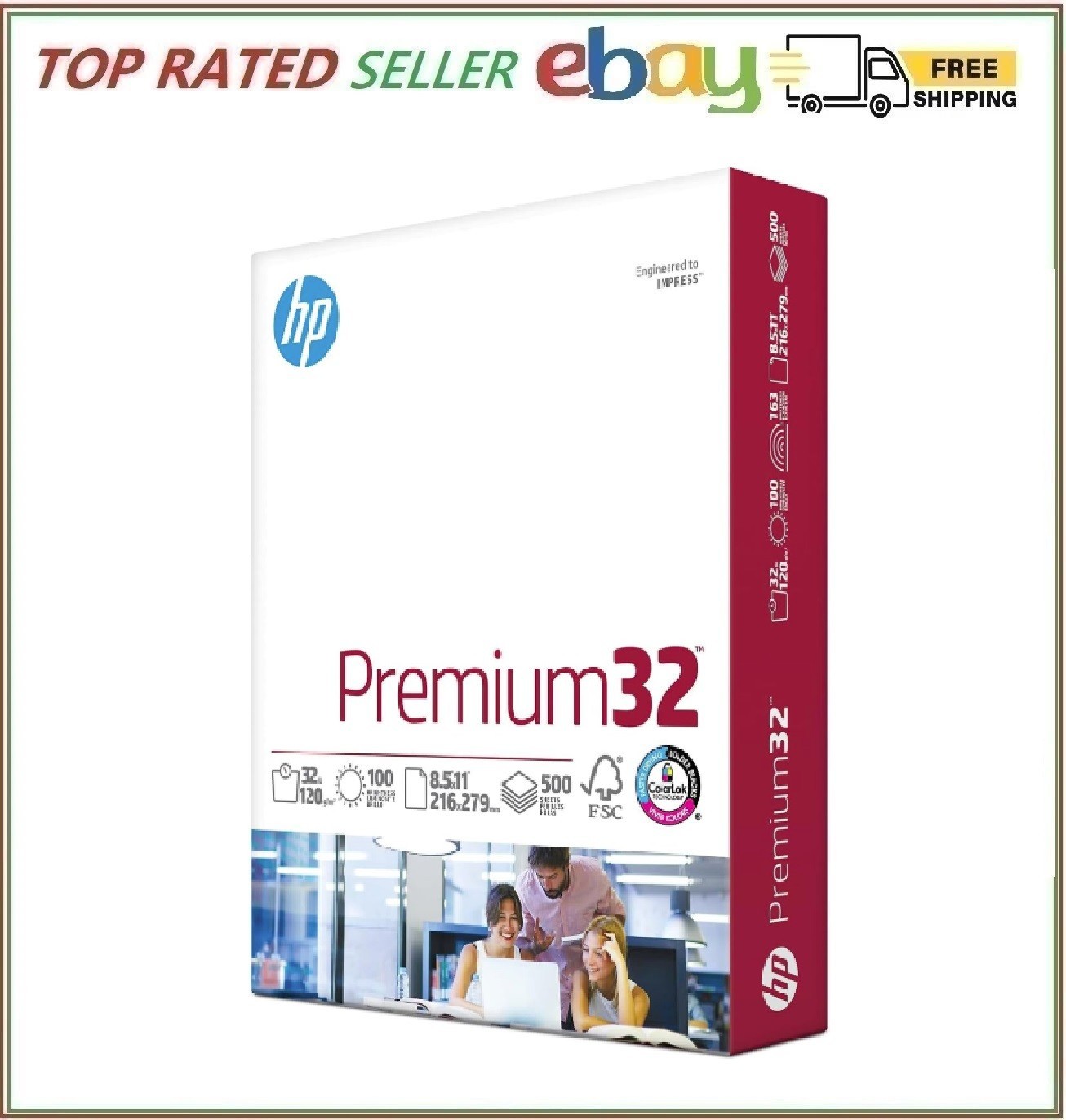 HP Paper Printer | 8.5 x 11 Paper | Premium 32 lb | 1 Ream – 500 Sheets | 100…