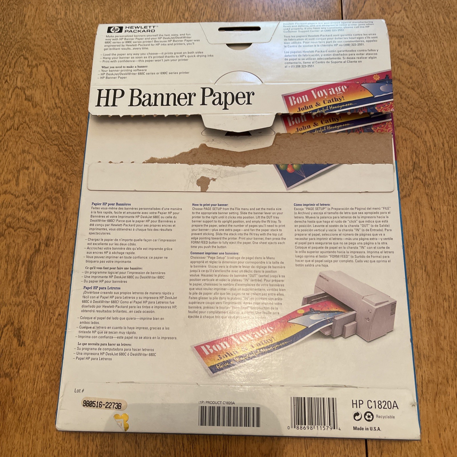 HP Banner Paper, Makes Up To Fifteen 5’ Banners, For 680C/690C Printers