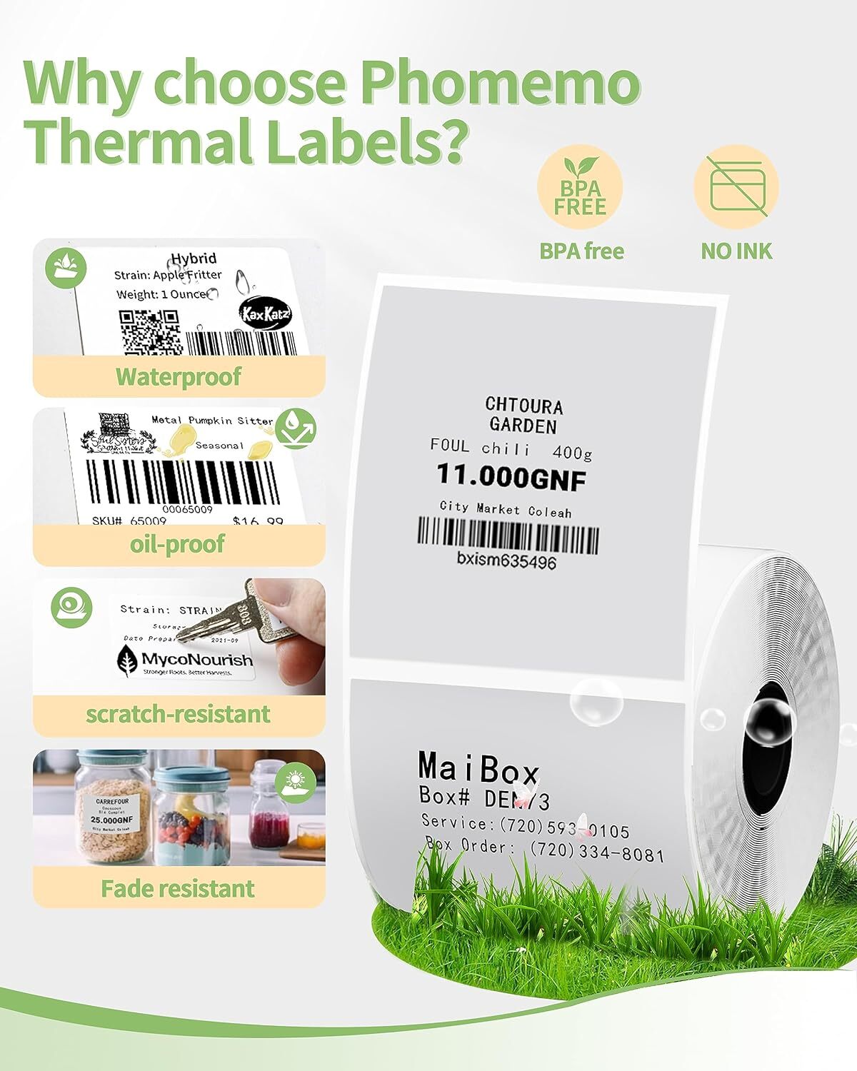 Square 70*80mm Self-Adhesive Thermal Label Paper for Phomemo M200/M220 Printer