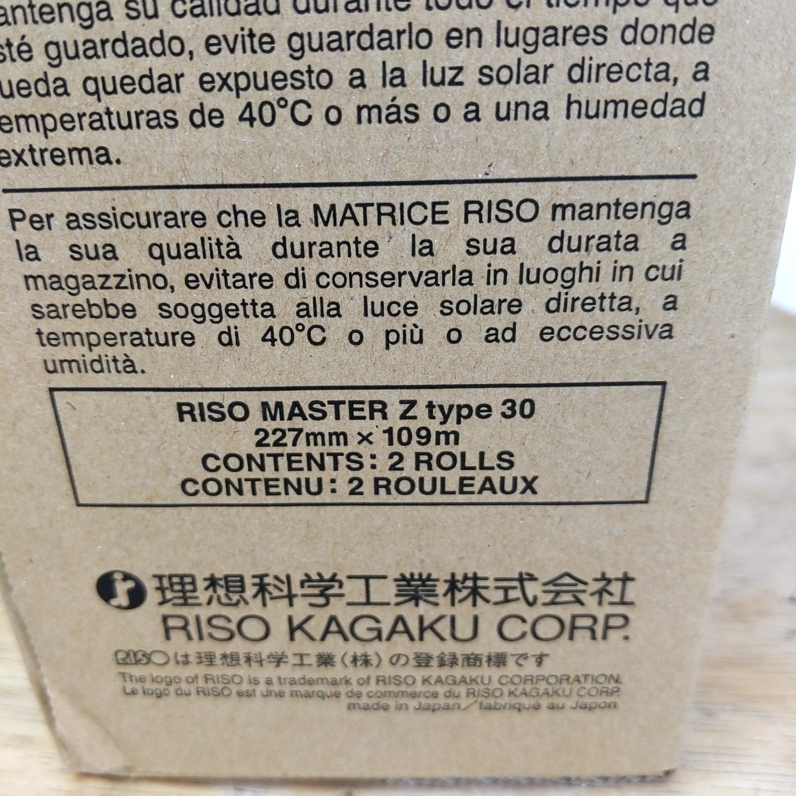 RISO MASTER Z type 30 S-4250 A4-L Duplicator Master Rolls 2 Rolls NEW