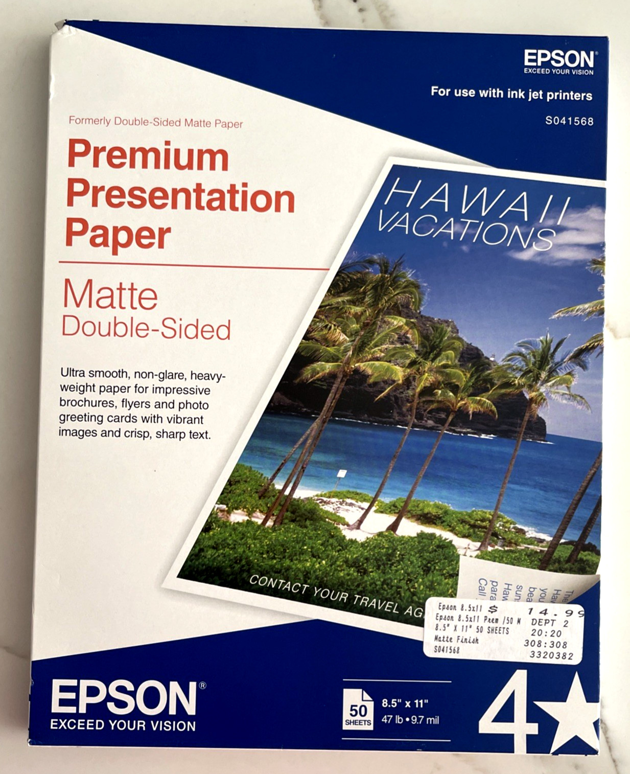 Epson Premium Presentation Paper MATTE 8.5″ x 11″ Double-sided 50 Sheets NIB