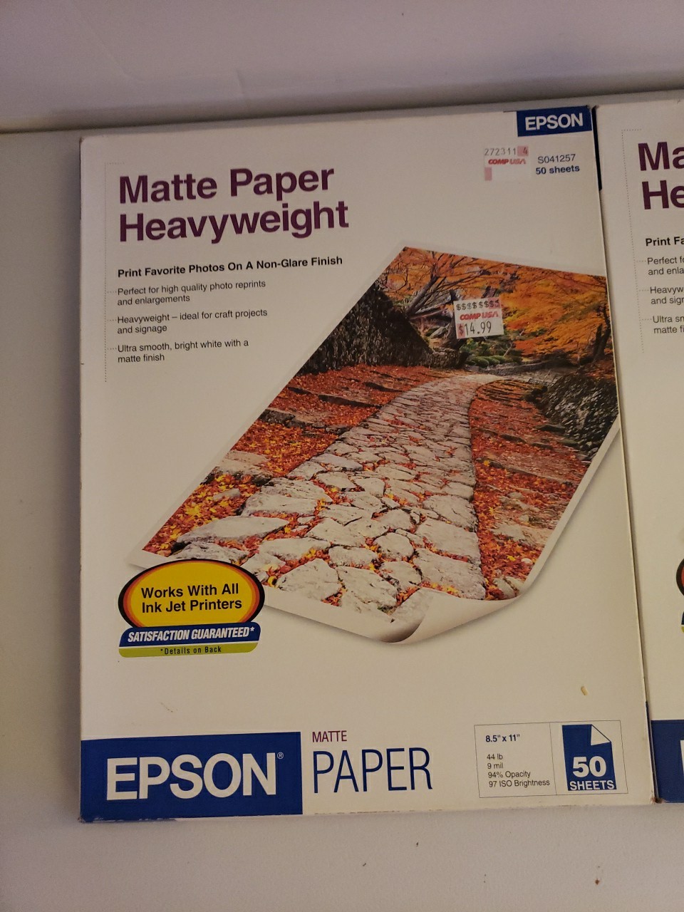 Lot Of 2 Epson Matte Heavyweight Photo Paper S041257 8.5 x 11 50 sheets Per Box
