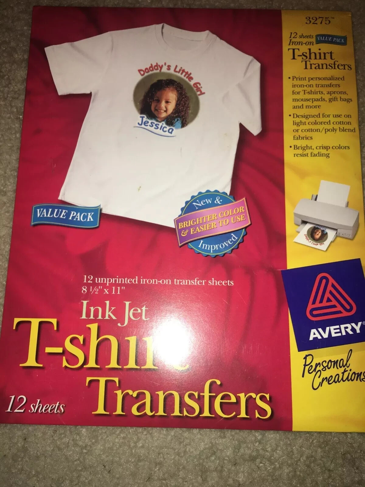 Avery Ink Jet T-Shirt Transfers – 3275 – 12 Sheets – Print Iron On Transfers
