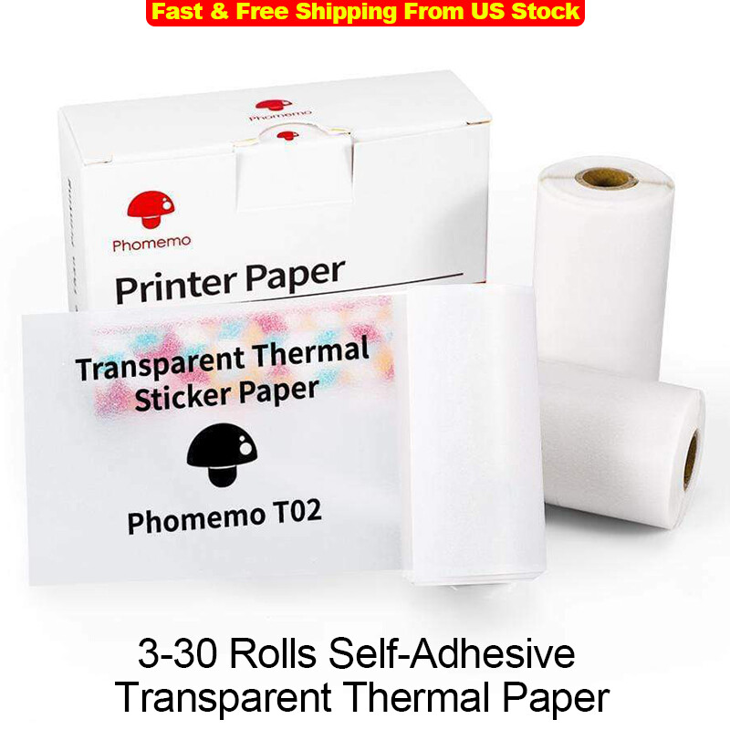 Transparent Self-Adhesive Thermal T02 Sticker Paper for Phomemo Photo Printer US