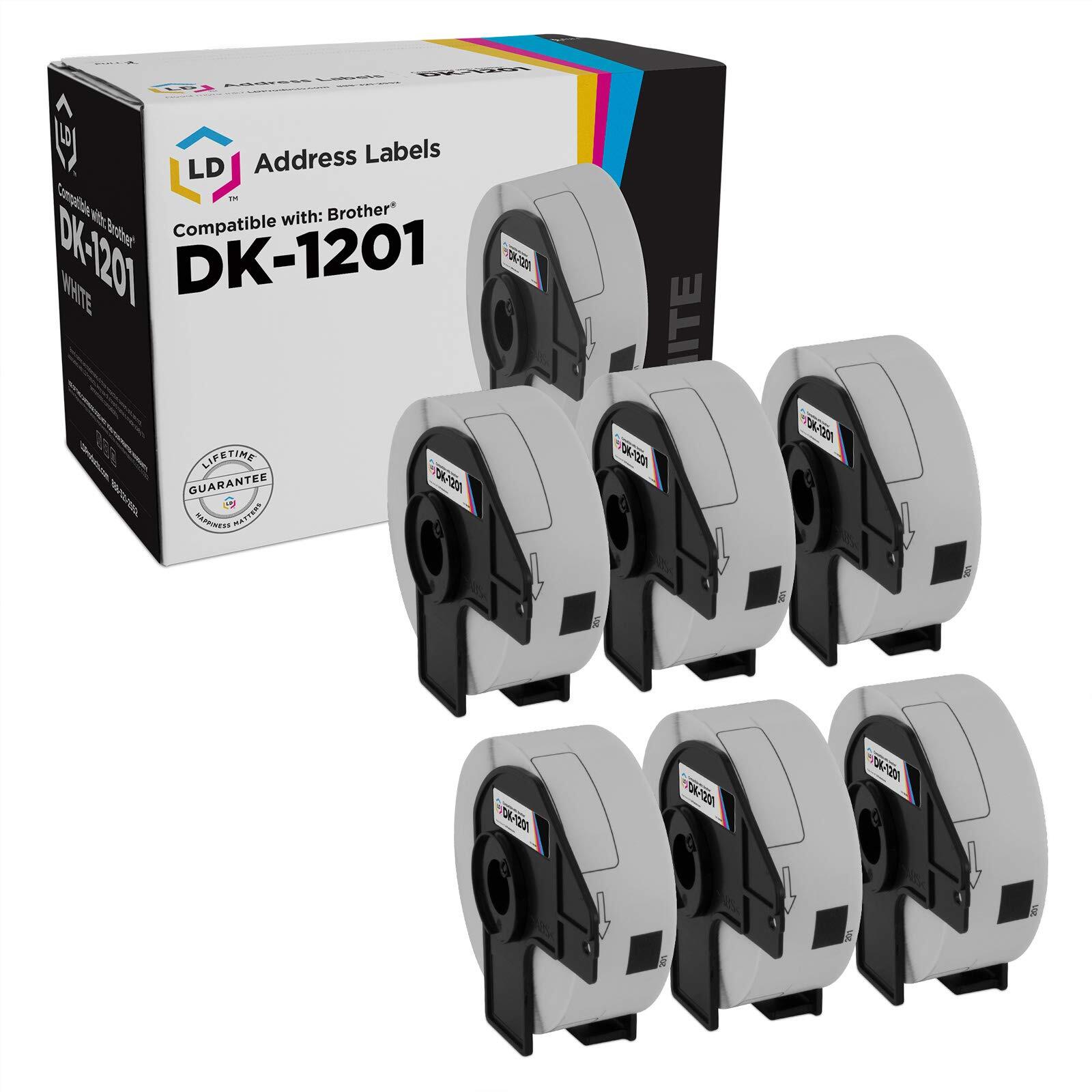 LD Compatible Brother DK-1201 6 Rolls of Address Labels / 1.1 in x 3.5 in