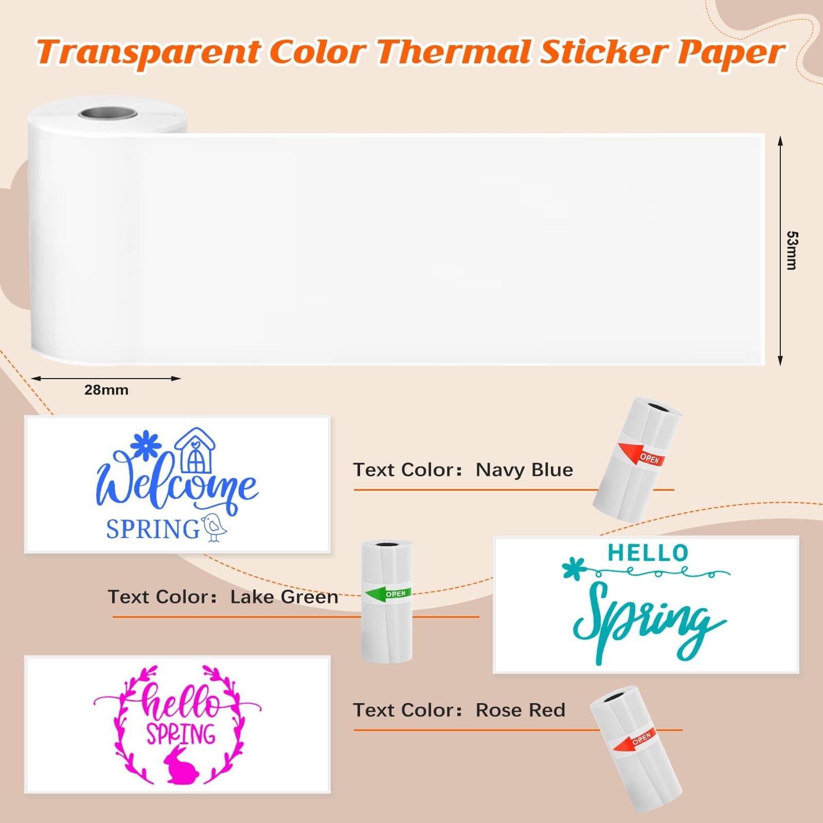 Color Text Transparent Sticker Paper, Mini Printer Paper for Phomemo T02/M02/…