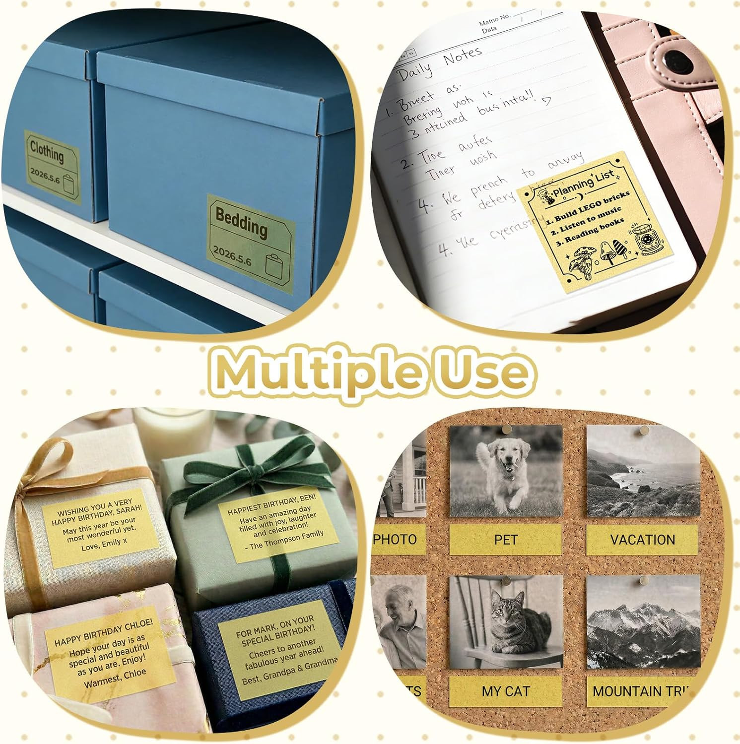 Golden Self-Adhesive Thermal Paper, Glossy Printable Sticker Paper Label for M0