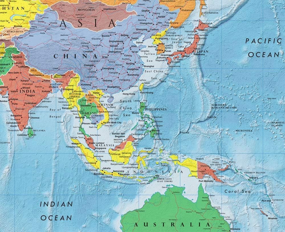 World Premier Wall Map Poster Mural 24h x 36w