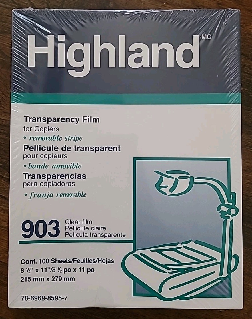New Highland Transparency Film 903 (2 Boxes) Clear 100 Sheets Sealed