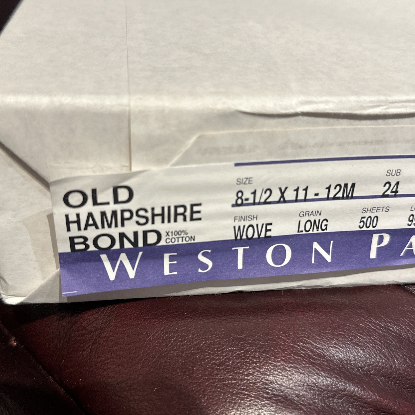 Rare Vintage Weston Fine Paper Old Hampshire Bond Wove 100% Cotton White 500 24
