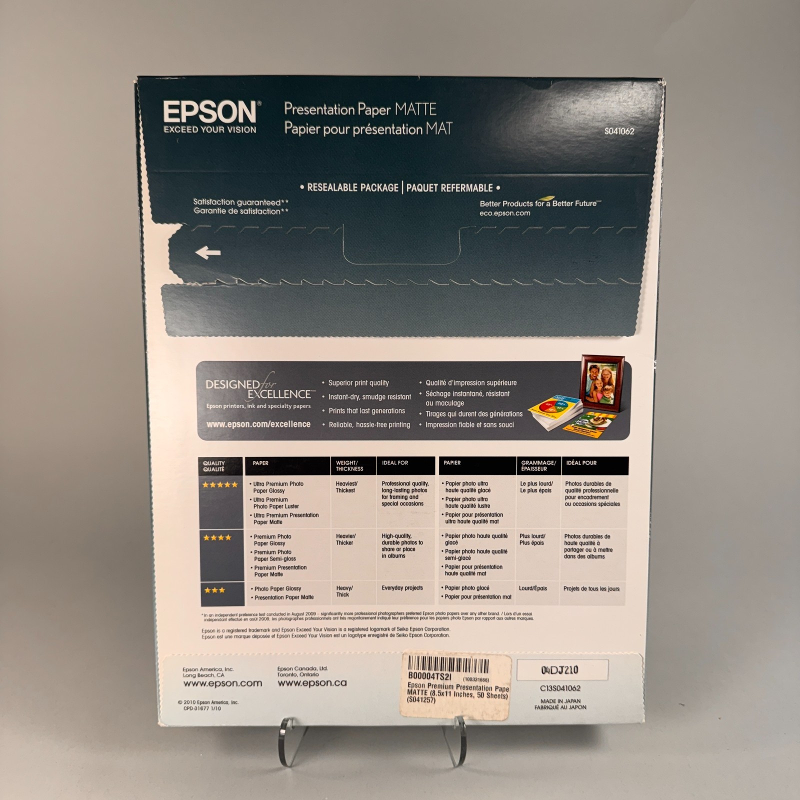 Epson Presentation Paper MATTE. S041062. 8-1/2 x 11. 100 sheets. NIP