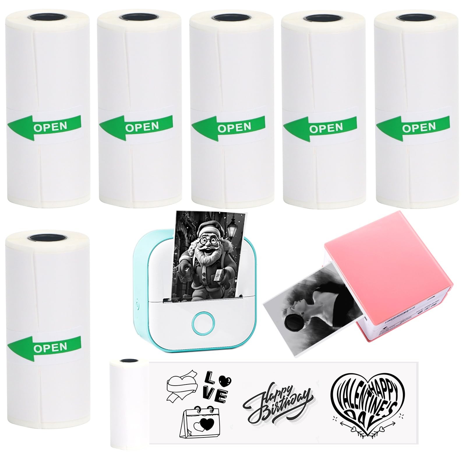 6 Rolls White Thermal Sticker for Phomemo T02/M02/M02S Mini Printer,-Adhesive…