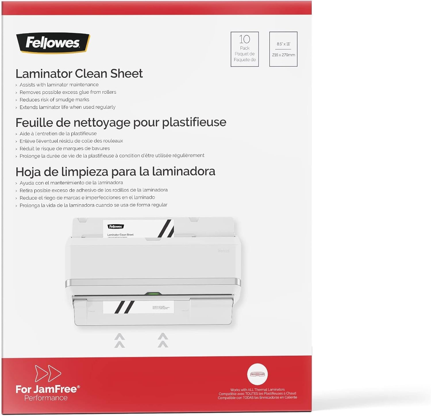 Laminator Cleaning Sheets, 10 Pack, 8.5 x 11 in