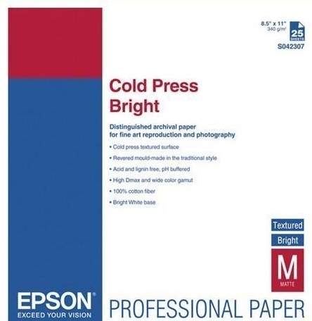 Epson Cold Press Bright 8.5 X 11 25 Sheets