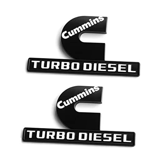 2Pack OEM Black Cummins Turbo Emblem Compatible with 2500 Black with white