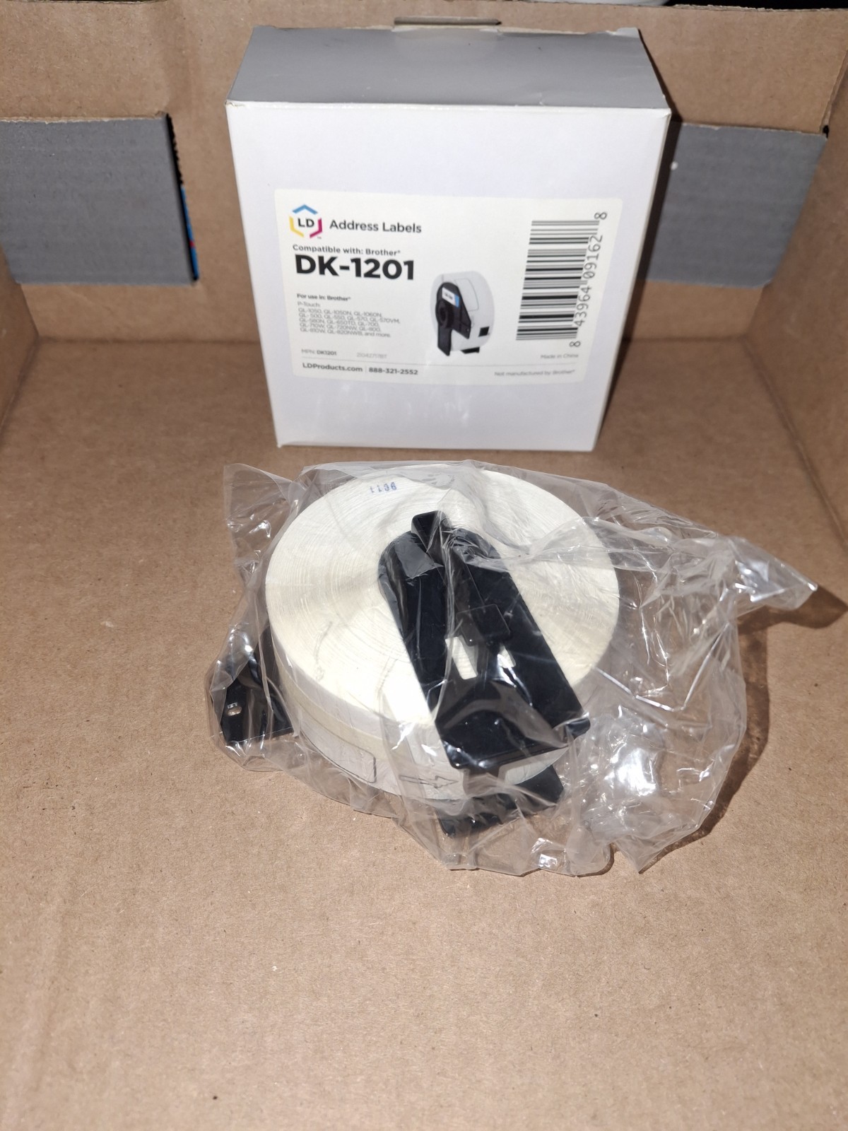 (Lot of 7) LD Brother DK-1201 Compatible Address Labels 400 Per Roll 2,800 Total