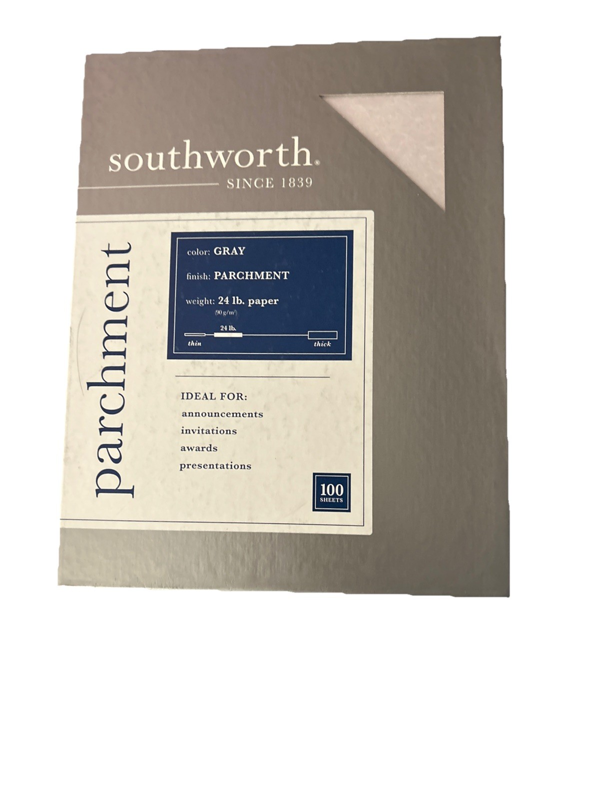 Southworth Parchment Paper 24 Lb Paper P974CK GRAY 100 Sheets