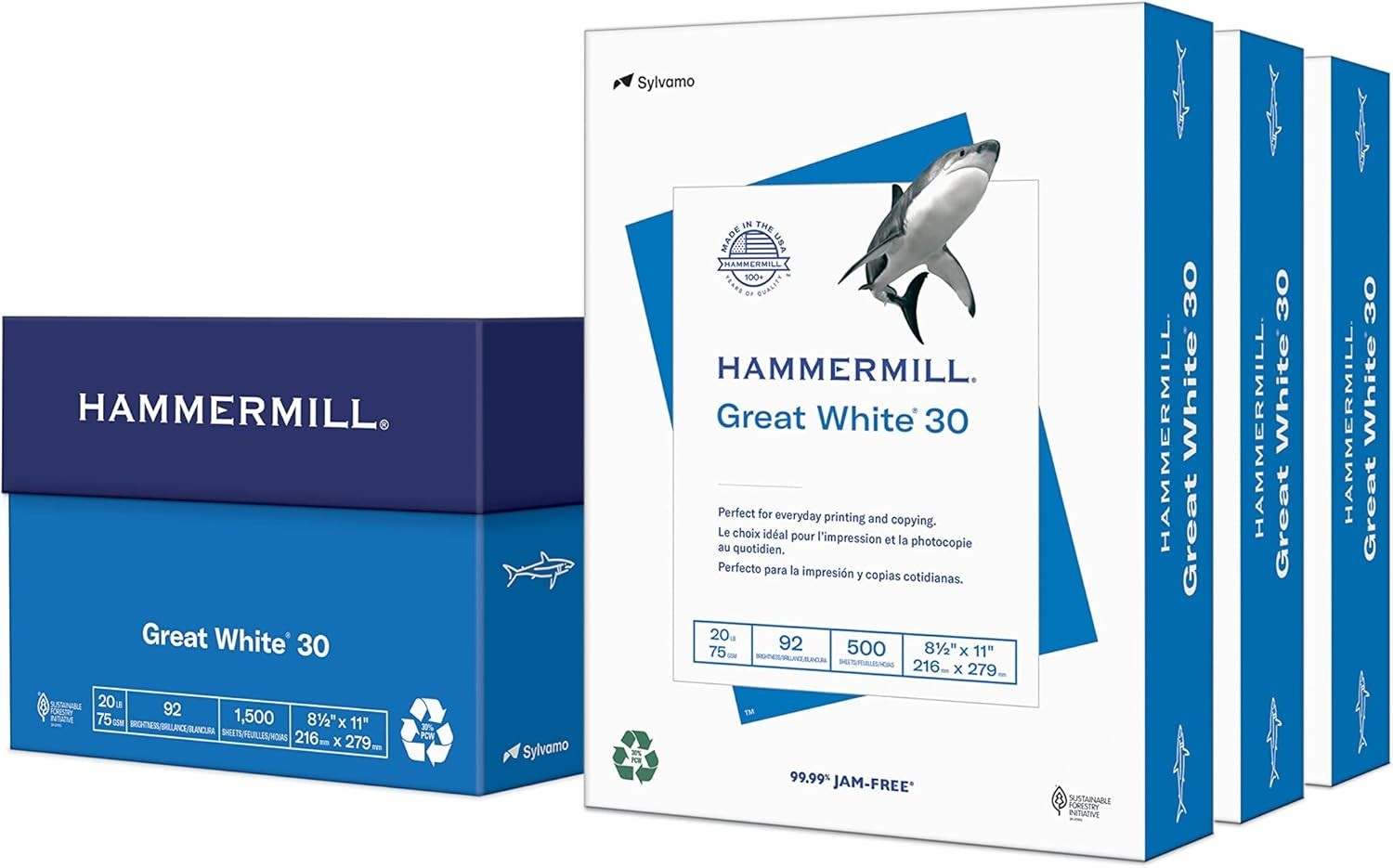 Eco-Friendly 8.5×11 Recycled Copy Paper – 1500 Sheets, 30% Recycled Material