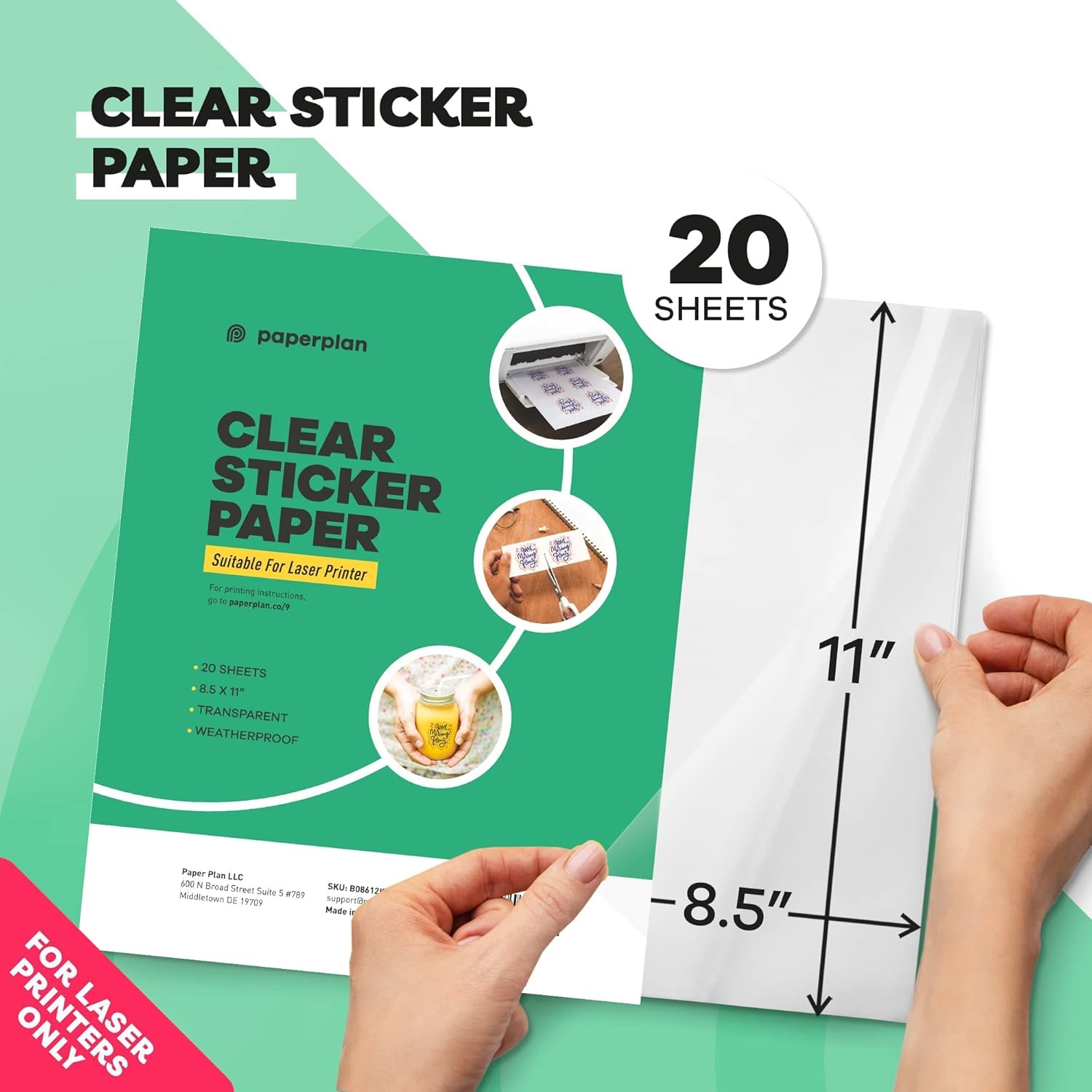 For Laser Printer Printable Clear Sticker Transparency Vinyl Sticker Waterproof