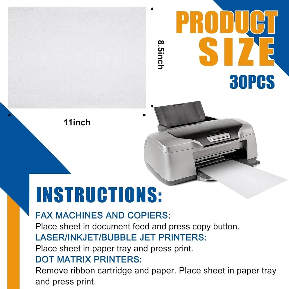 30 Pcs Printer Cleaning Sheet 8.5 X 11 Inch Scanner Cleaning Sheets Laser Printe