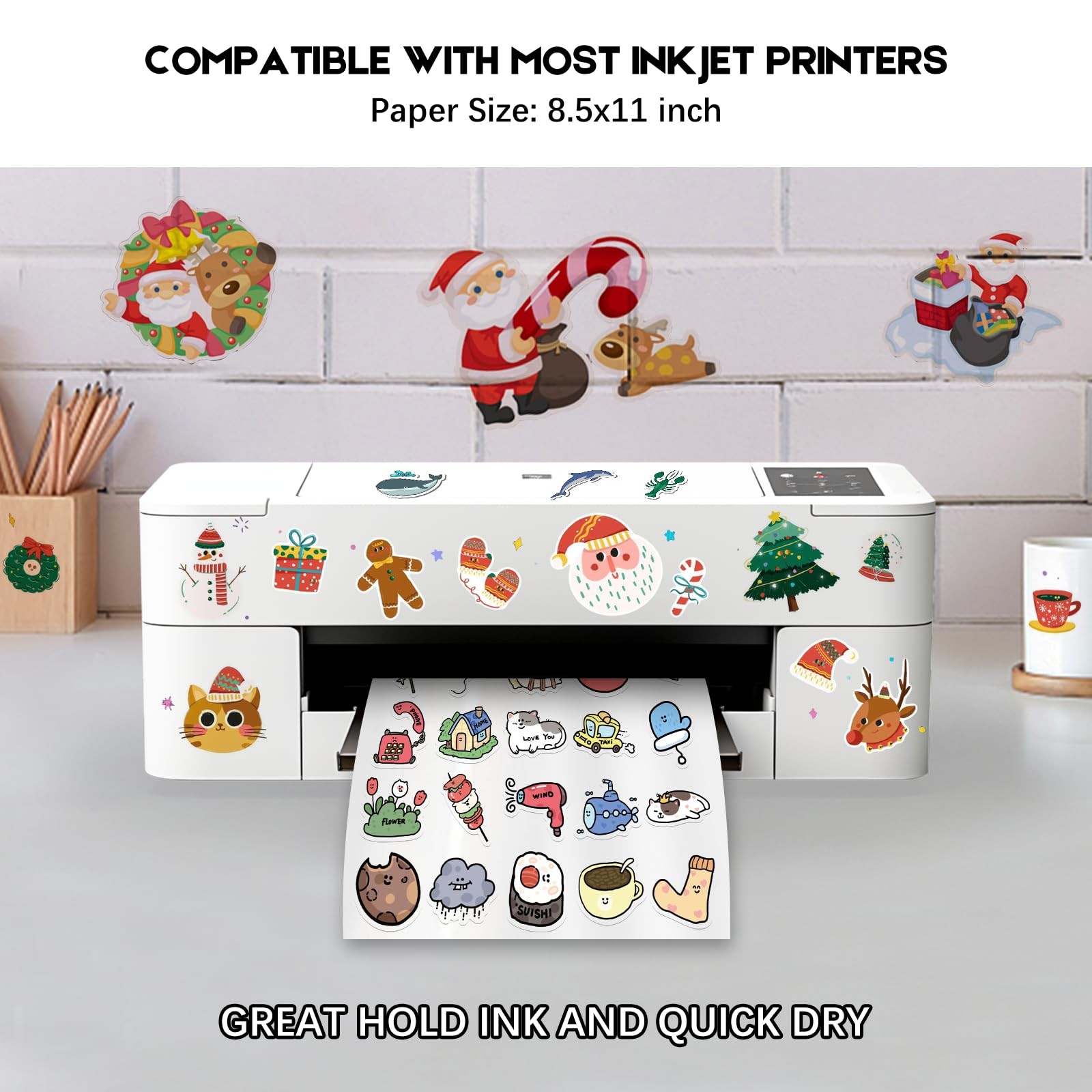 30 Sheets Printable Clear Sticker Paper for Inkjet Printer, Premium Vinyl