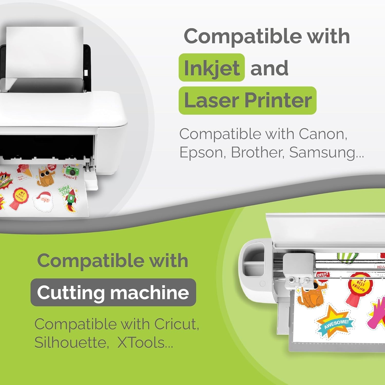 Printable Vinyl Sticker Paper for Inkjet Printer – 34 Sheets Self-Adhesive Sh…