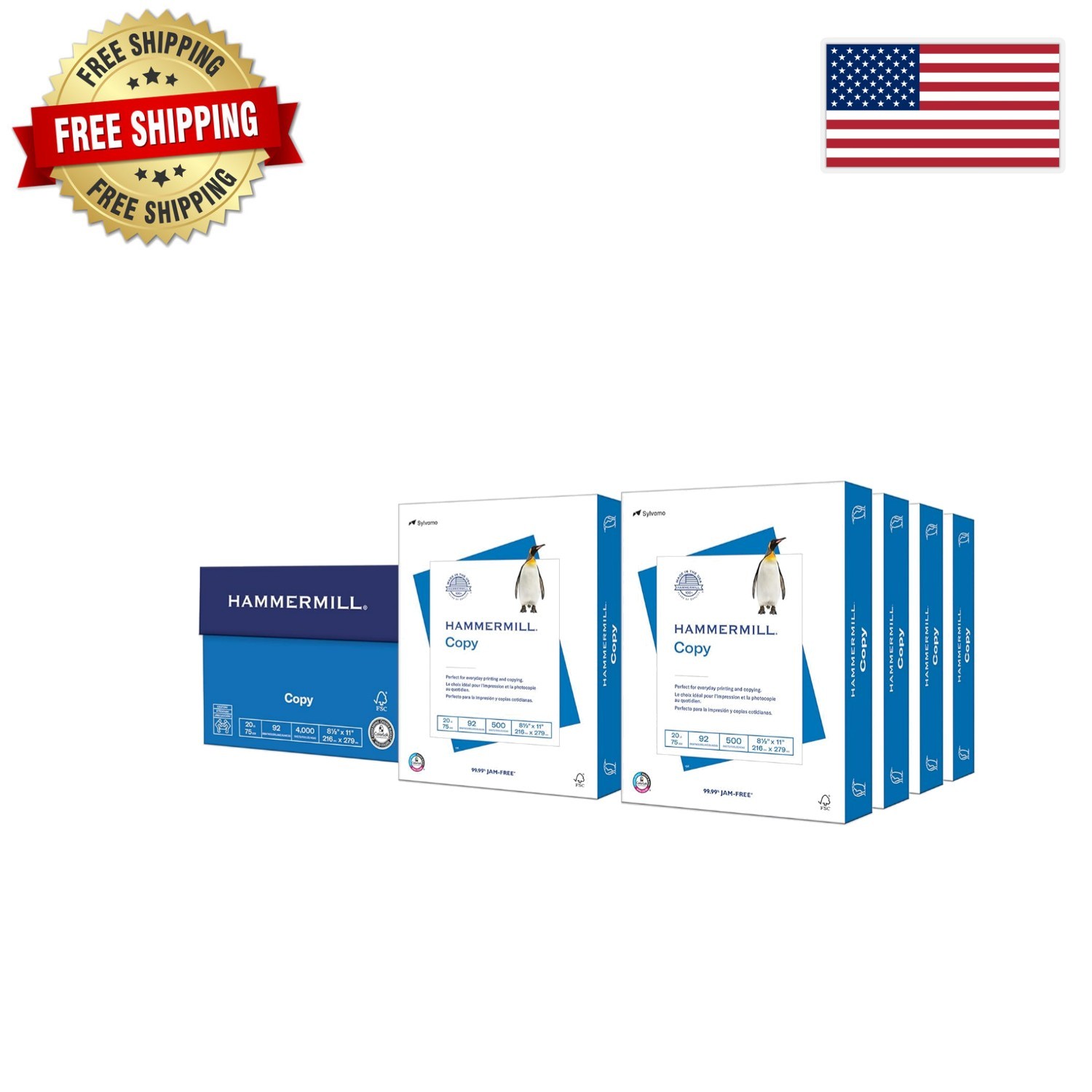 20 lb Copy Paper, 8.5 x 11 – 4000 Sheets, Acid-Free | Made in USA