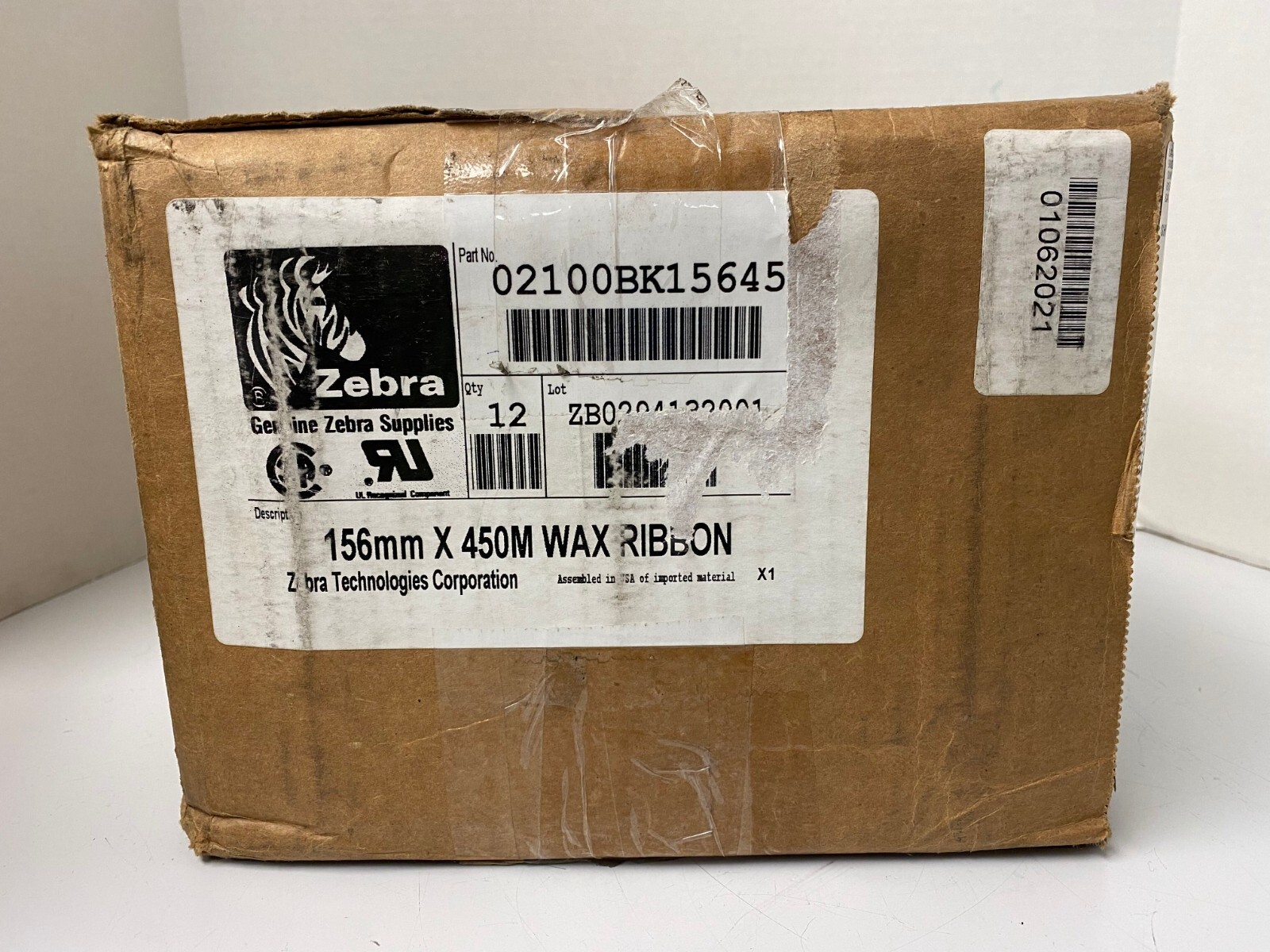 Zebra Technologies 02100BK15645 6.16″ x 1476′ 2100 WAX RIBBON – CASE OF 12
