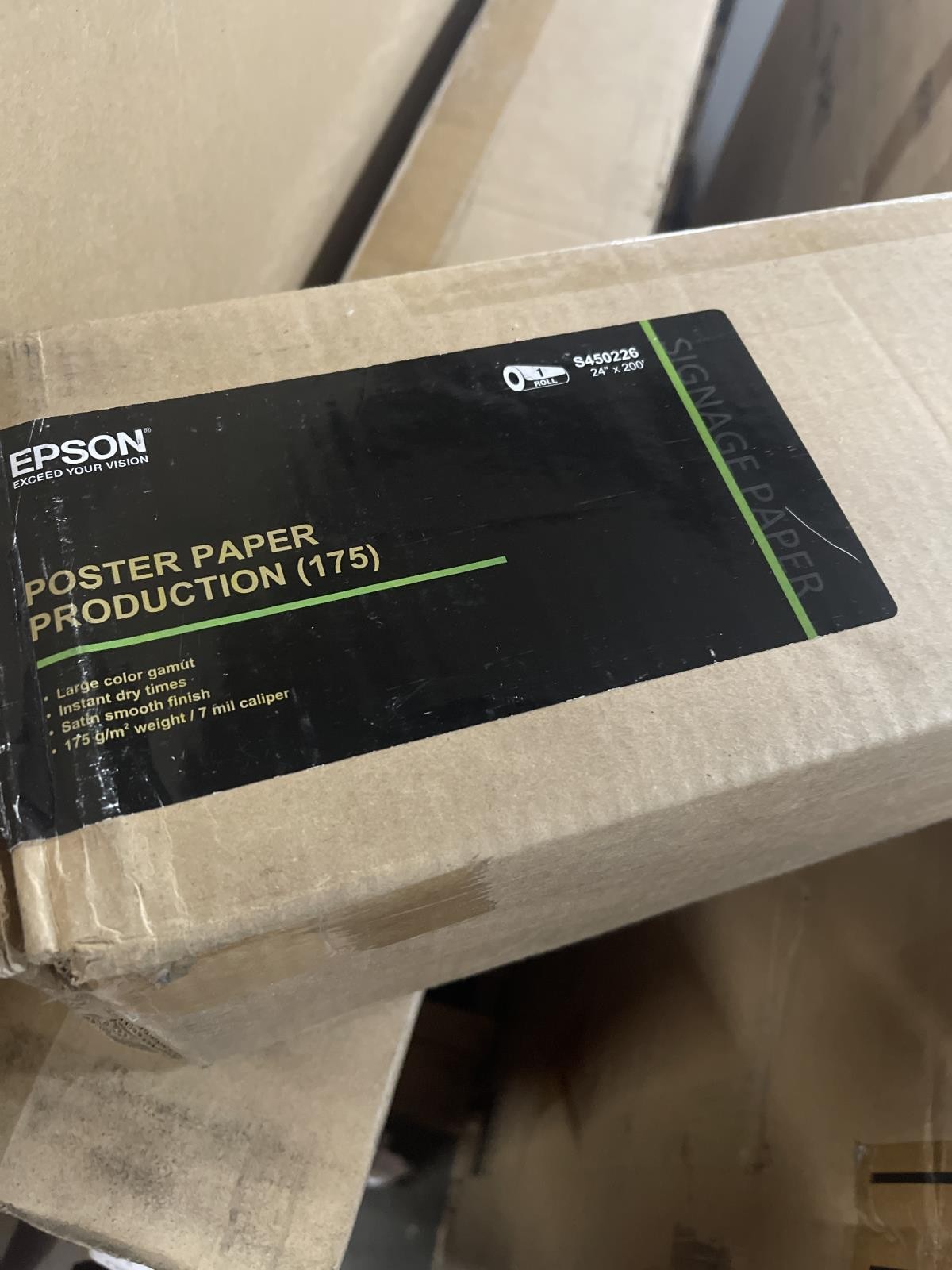 Epson Poster Paper Production 175 24″ x 200′ Roll Satin Instant Dry S450226