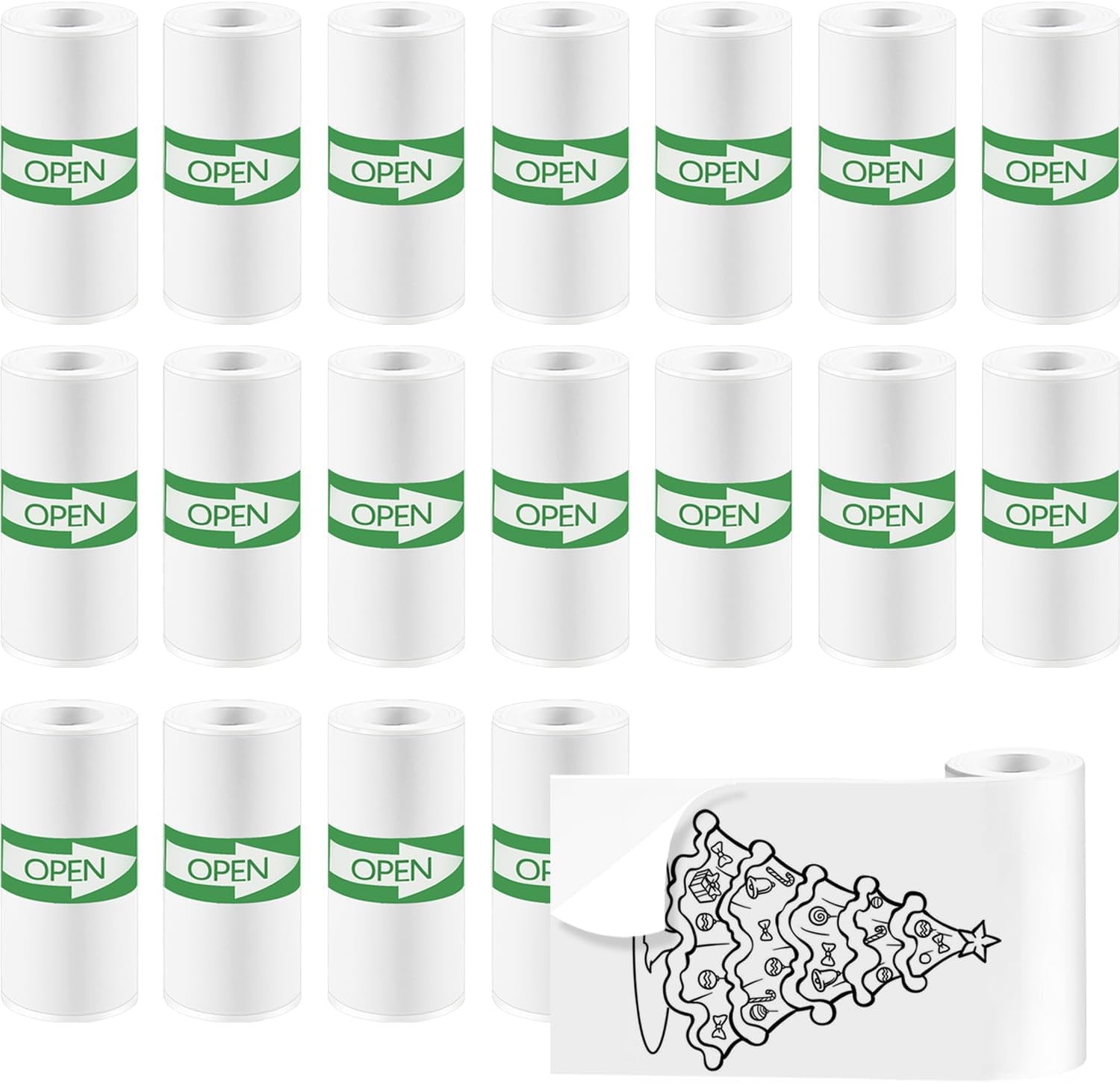 18 Rolls Mini Thermal Printer Sticker Paper 57x25mm High-Contrast Sticker Paper