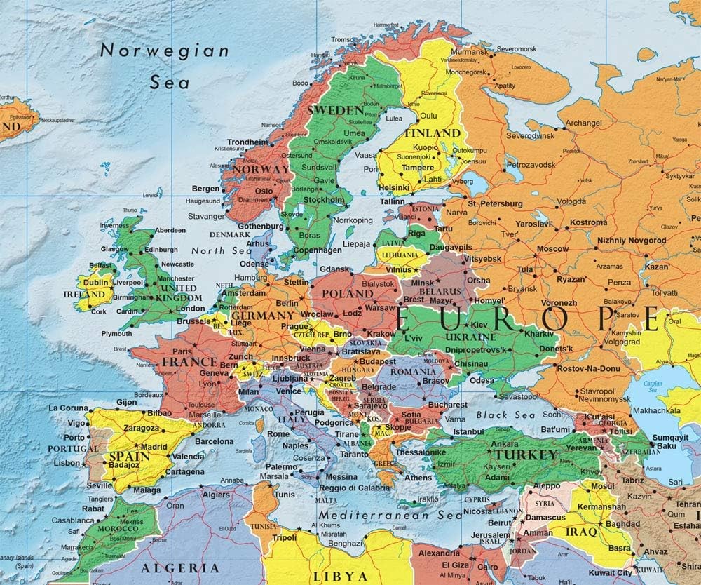 World Premier Wall Map Poster Mural 24h x 36w