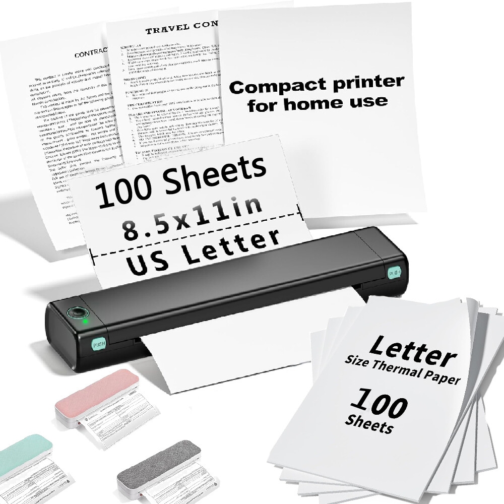 100 Sheets 8.5″x11″A4 Thermal Paper US Letter Size for M08F MT800 PJ762 PJ763MFi