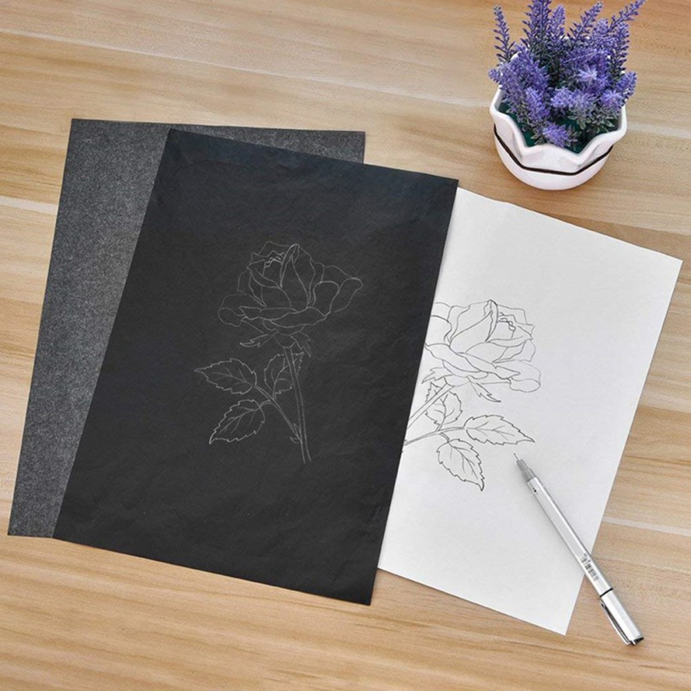 100Pcs Tracing Paper Carbon Coated Black for Detailed Design Transfer Projects
