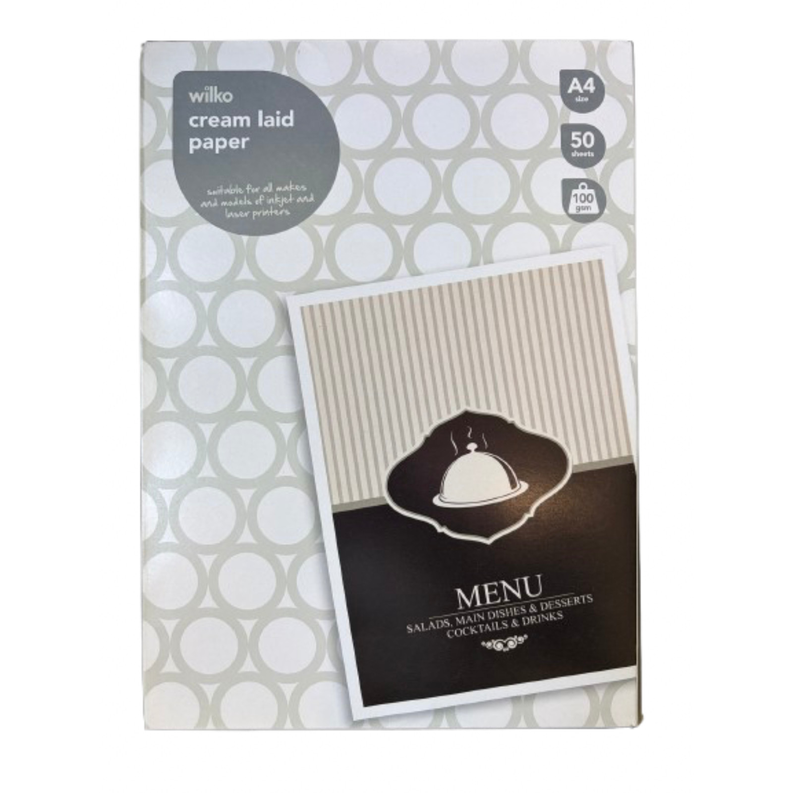 Wilko Cream Laid Paper A4 x 50 Sheets – 100GSM