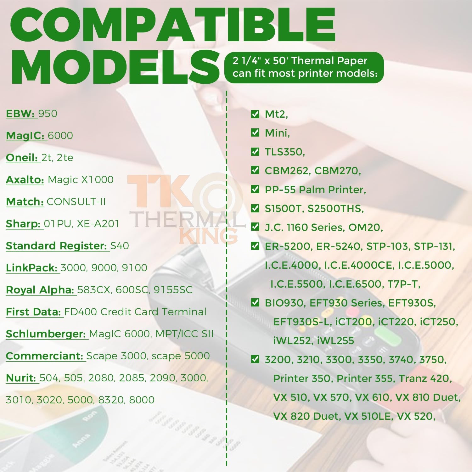 TK Thermal King, (100 Rolls) 2 1/4″ x 50′ 2-1/4″ x 50′, 100 Rolls