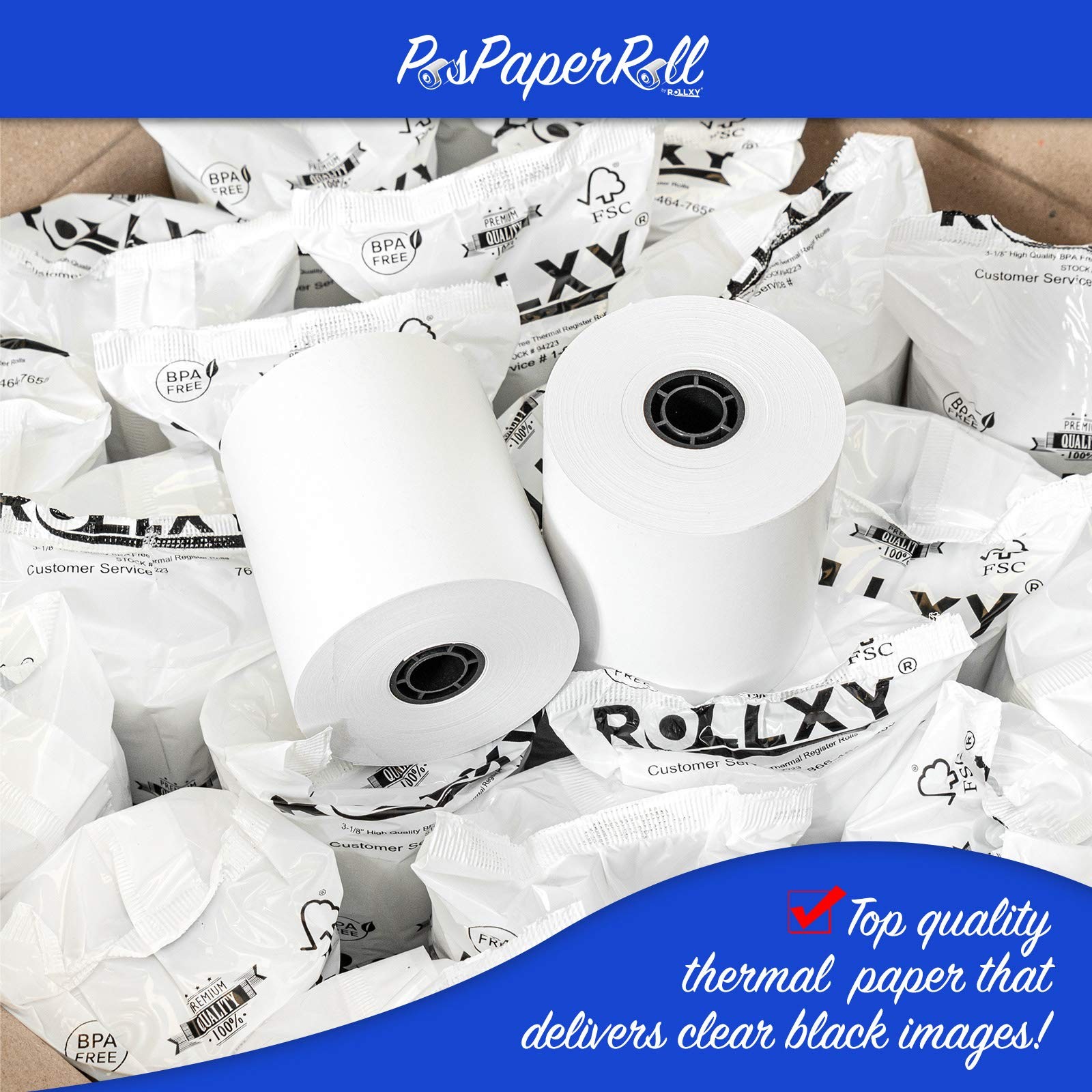 3-1/8 X 230 Thermal Paper Compatible with Star CT-S300 Tsp 100 BPA Free White
