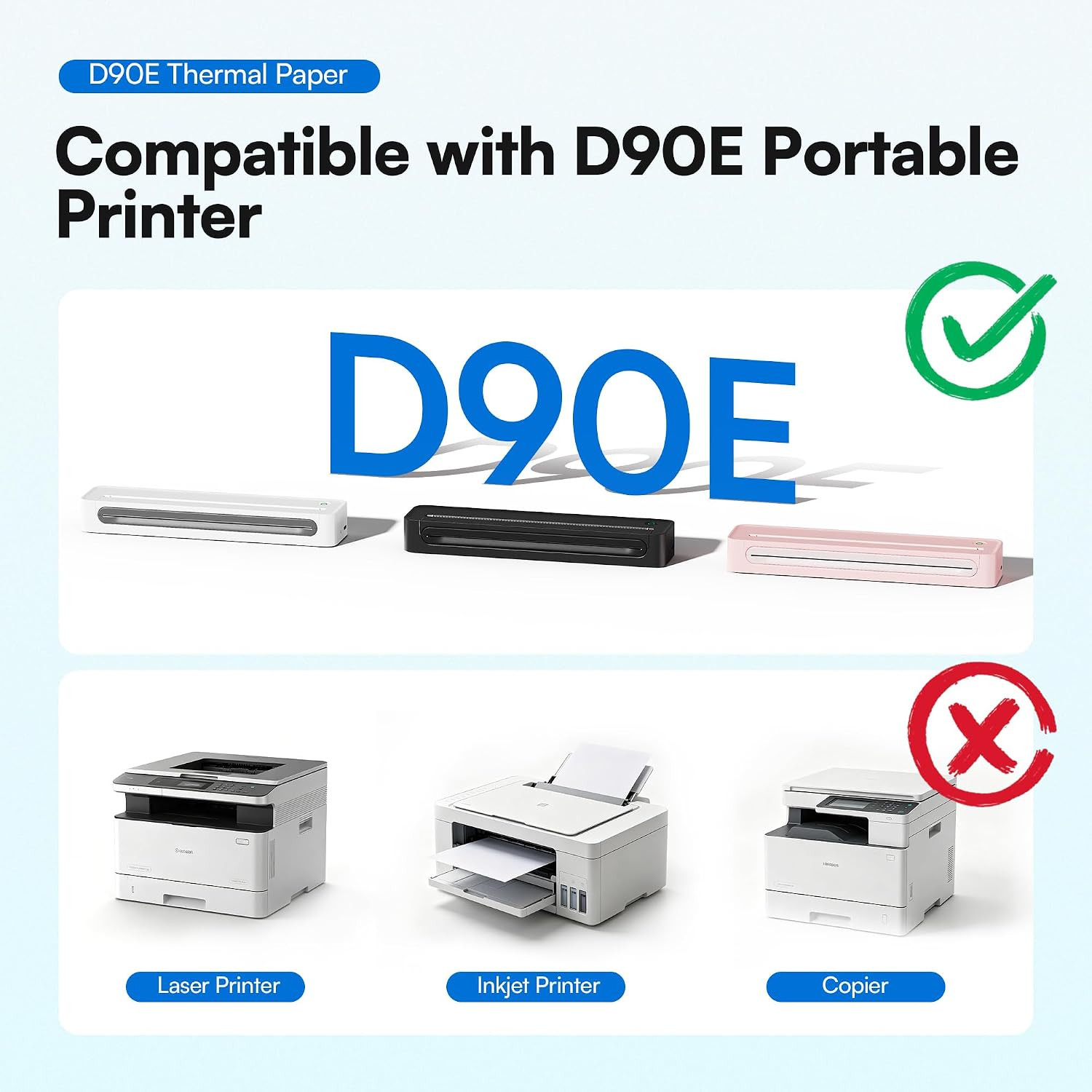 D90E Thermal Printer Paper 8.5 X 11 Inch US Letter Size, Advanced Thermal Printi