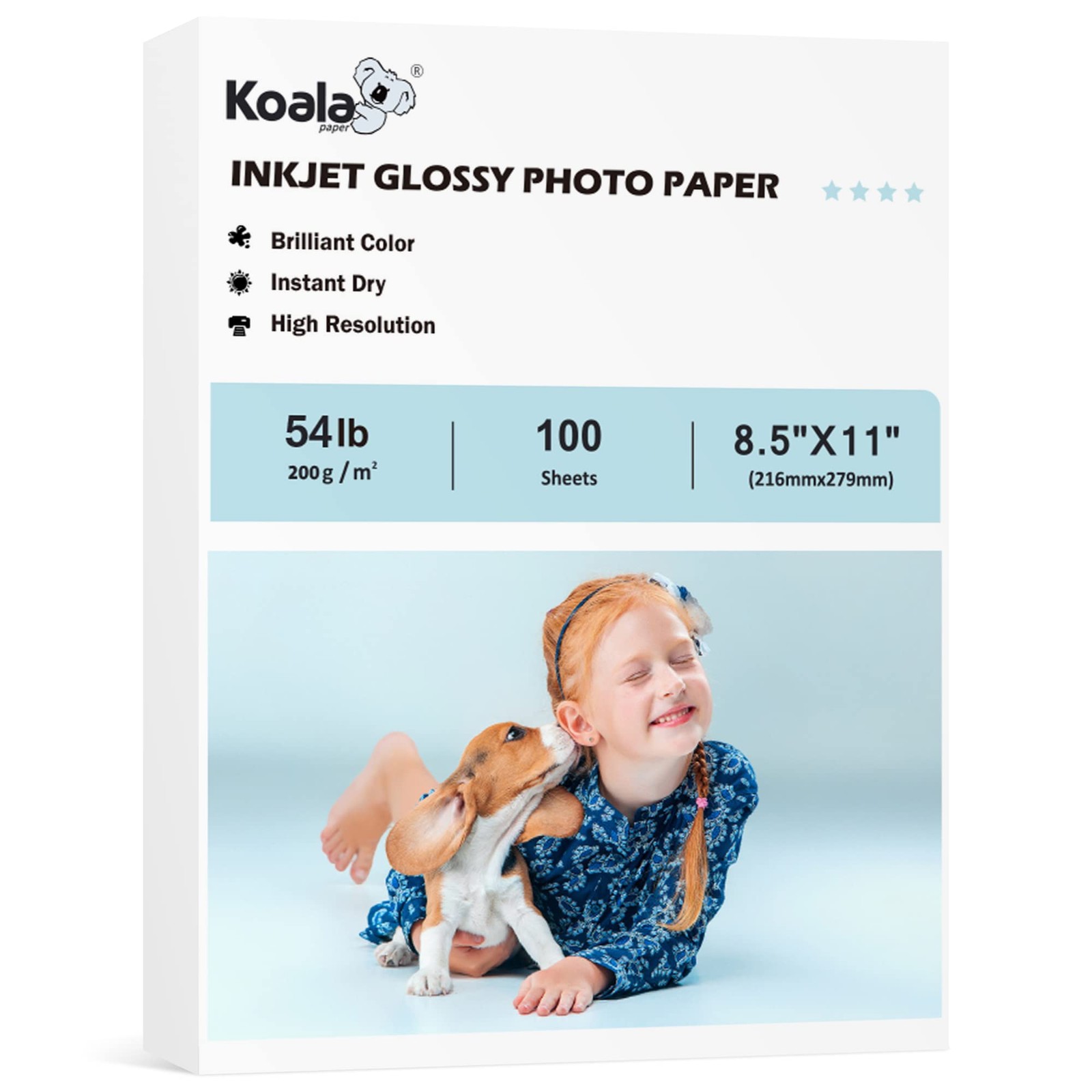 Koala 54lb 200gsm Thick Glossy Letter Size Inkjet Photo Paper 100 Sheets