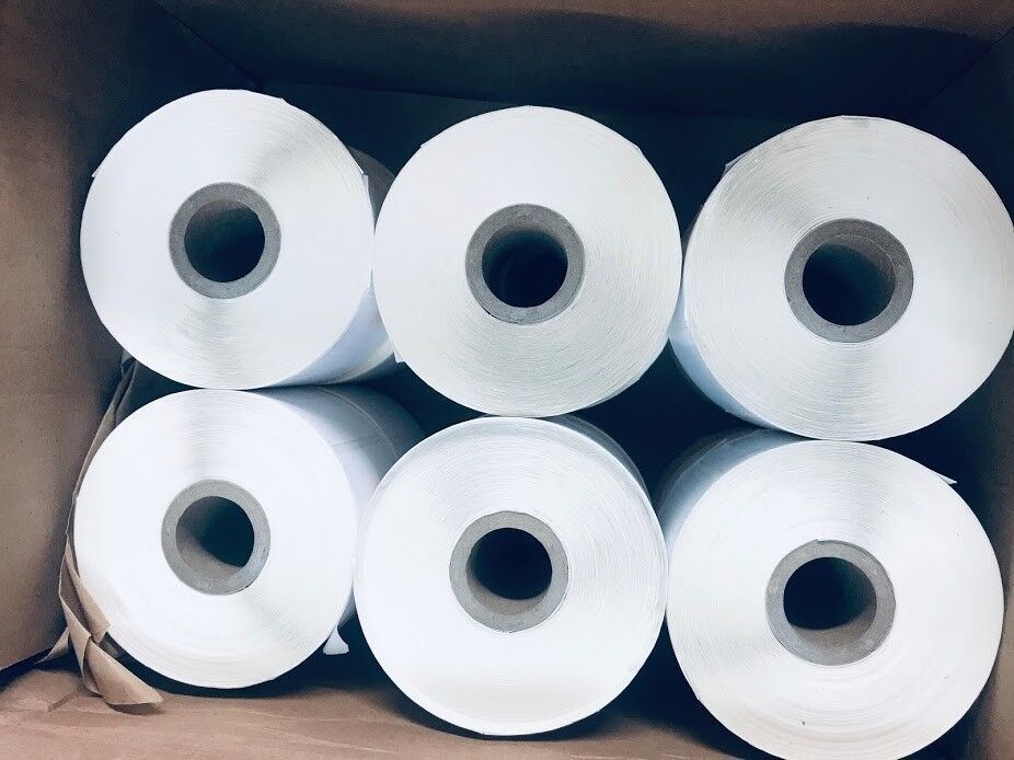(12 Rolls, 1135p/r) Blank Label White / Gray Thermal Paper 1-1/4″ x 2-1/4″