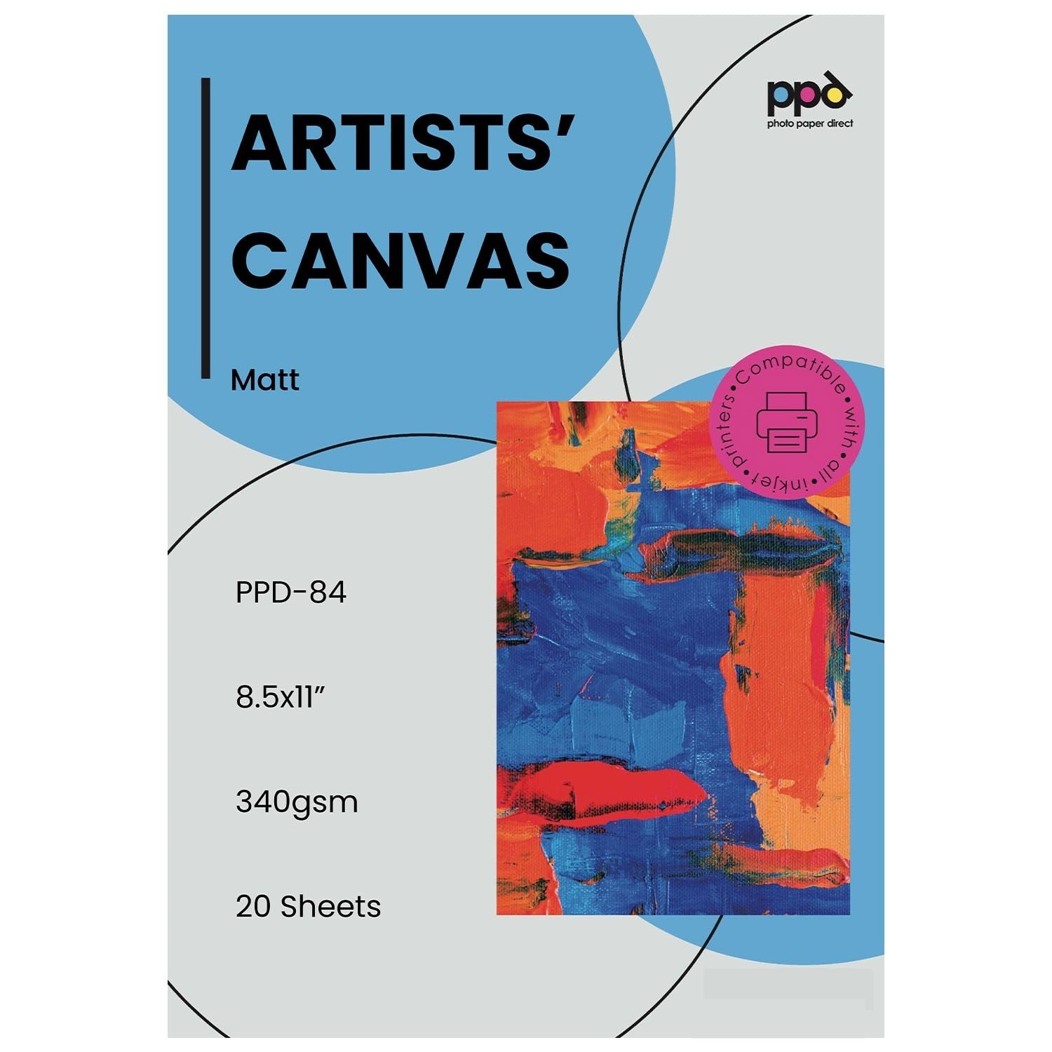 Printable Fabric Sheets for Inkjet Printer – 8.5×11″ Cotton Canvas, Matte Finish