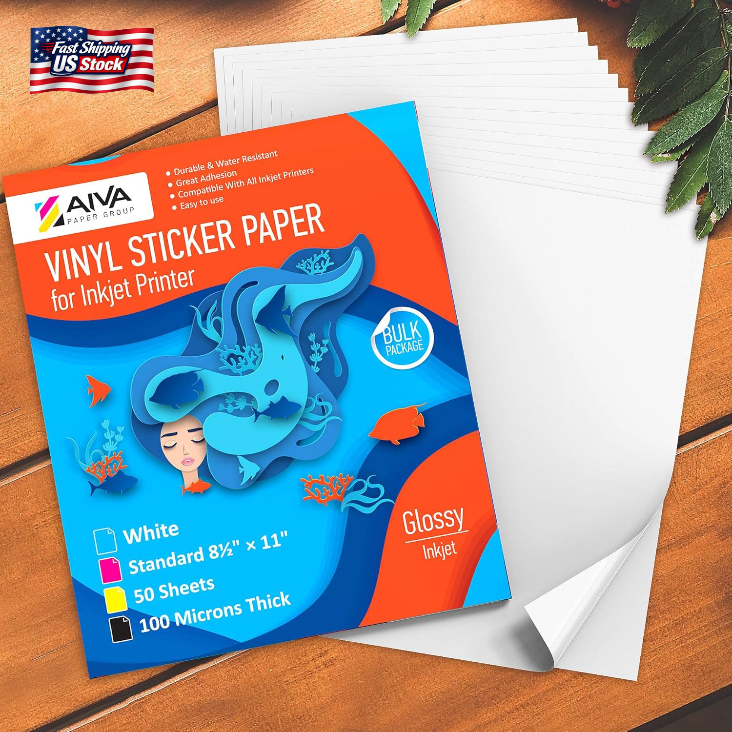 Printable Vinyl Sticker Paper – Waterproof Decal Paper for Inkjet Printer – 50 S