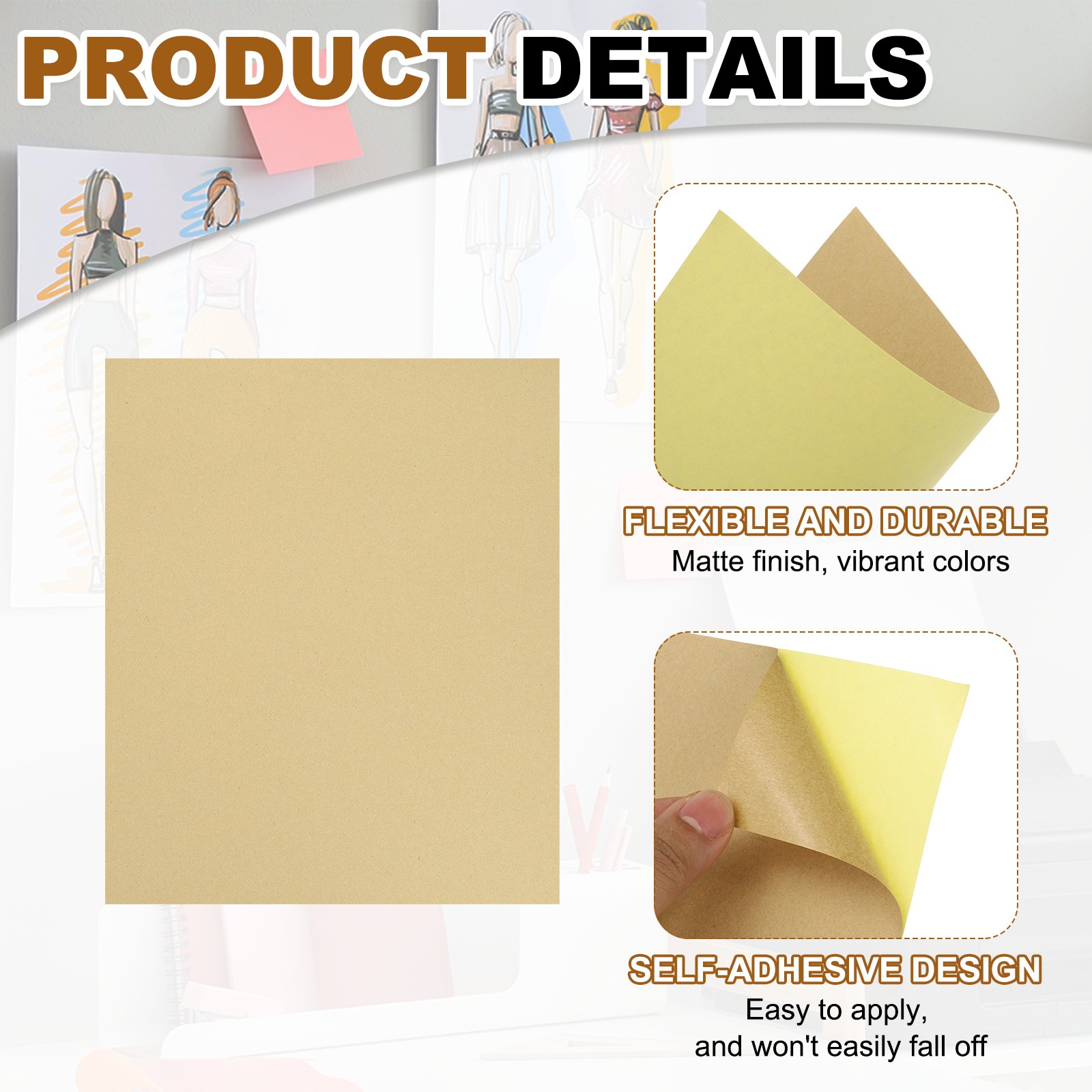 50 Pcs Sticker Paper for Printer 50 Pcs Full Sheet A4 Sticker Labels Brown