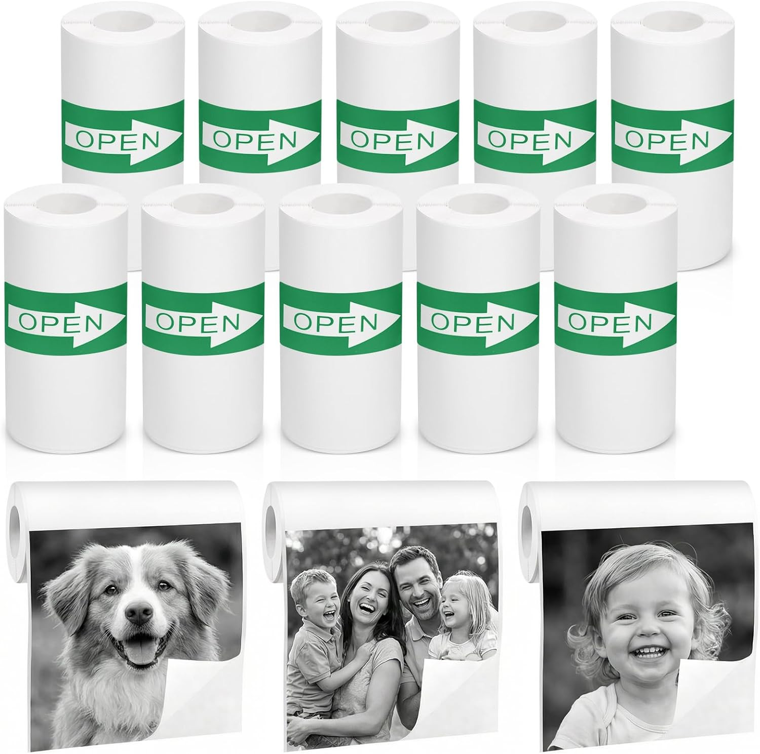 10 Rolls Mini Thermal Printer Sticker Paper, 57 X 25mm Self-Adhesive Thermal Pap