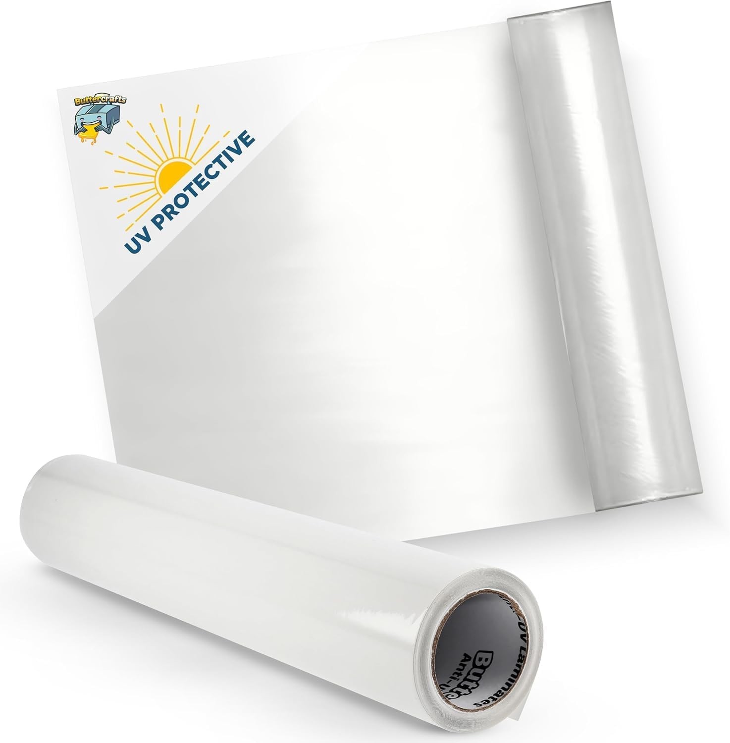 Self Laminating Film Anti-UV Vinyl (12”x15ft Glossy): Clear Vinyl Roll