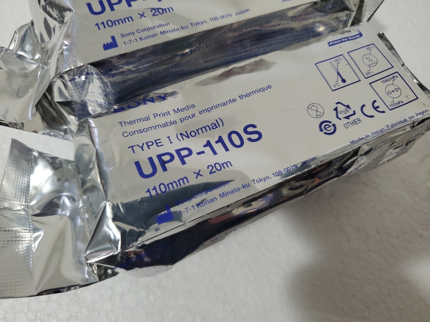 Sony UPP-110S Black & White Type 1 Thermal Print Paper 110mm x 20m – Lot 2 Rolls