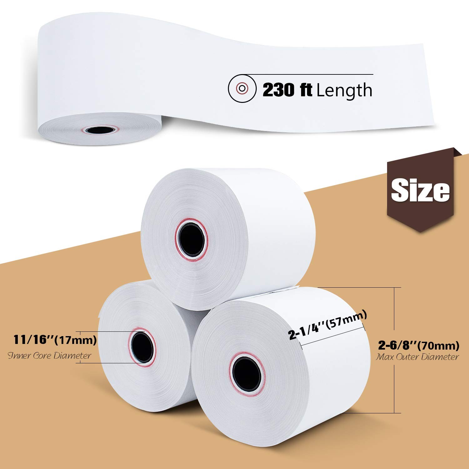 TK Thermal King, (50 Rolls) 2 1/4″ x 230′ 2-1/4″ x 230′, 50 Rolls