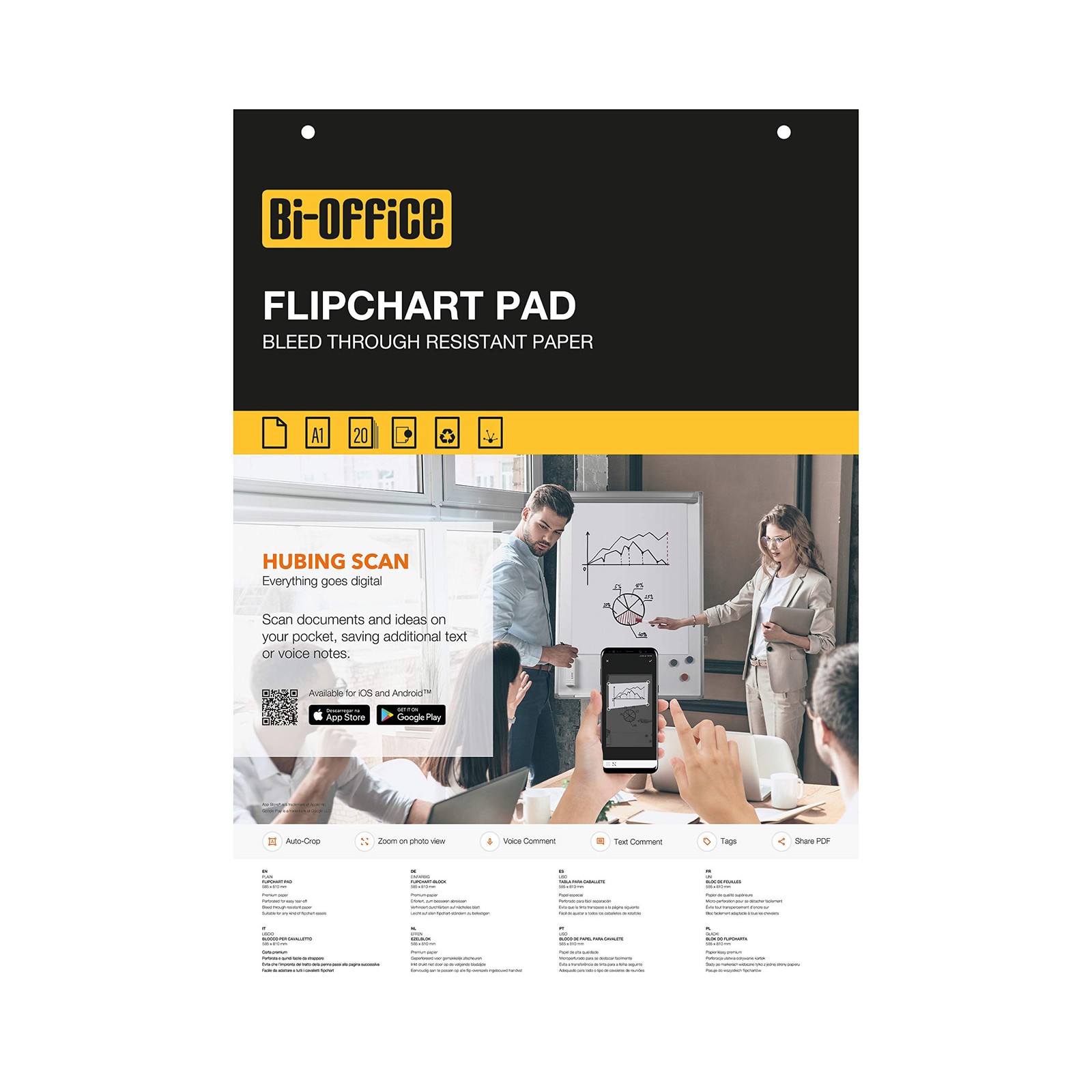 Flipchart Pad A1, Blank, 20 Sheets, 70gsm Paper, 5 Flipchart Pads