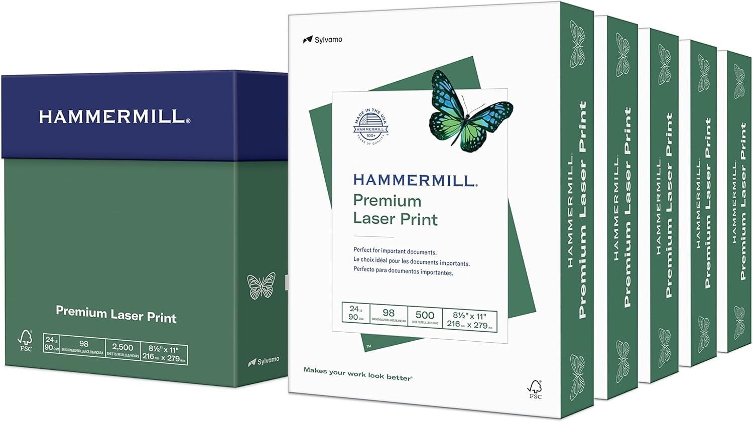 Heavyweight 24 lb Printer Paper – 5 Ream Pack, 98 Bright